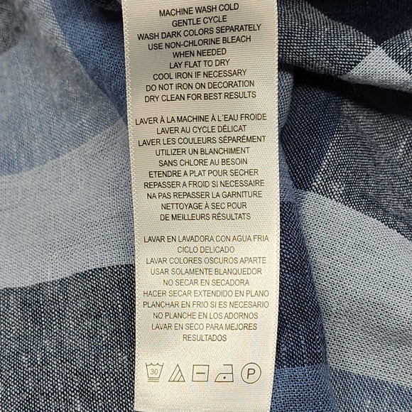 Ben Sherman Shirt Men's Size XXL Blue Check Button Up Short Sleeve Linen Blend‎ - Picture 8 of 8